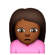 🙍🏾 Emoji missmutige Person: mitteldunkle Hautfarbe Apple iOS 9.0.