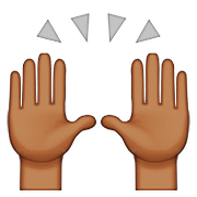 🙌🏾 Emoji zwei erhobene Handflächen: mitteldunkle Hautfarbe Apple iOS 9.0.