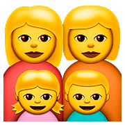 👩‍👩‍👧‍👦 Emoji Familie: Frau, Frau, Mädchen und Junge Apple iOS 9.3.