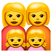 👩‍👩‍👧‍👧 Emoji Familie: Frau, Frau, Mädchen und Mädchen Apple iOS 9.3.