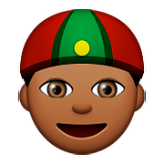 👲🏾 Emoji Mann mit chinesischem Hut: mitteldunkle Hautfarbe Apple iOS 9.3.