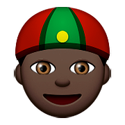 👲🏿 Emoji Mann mit chinesischem Hut: dunkle Hautfarbe Apple iOS 9.3.