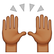 Emoji 🙌🏾 Mani Alzate: Carnagione Abbastanza Scura su Apple iOS 9.3.