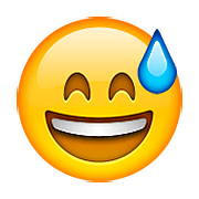 Emoji 😅 Faccina Con Un Gran Sorriso E Goccia Di Sudore su Apple iOS 9.3.