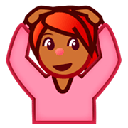 🙆🏾 Emoji Person mit Händen auf dem Kopf: mitteldunkle Hautfarbe emojidex 1.0.14.