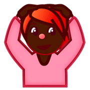 🙆🏿 Emoji Person mit Händen auf dem Kopf: dunkle Hautfarbe emojidex 1.0.14.