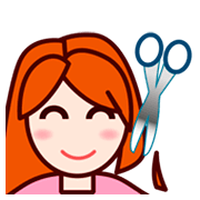 Émoji 💇🏻 Personne Qui Se Fait Couper Les Cheveux : Peau Claire sur emojidex 1.0.14.