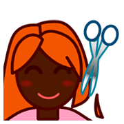 Émoji 💇🏿 Personne Qui Se Fait Couper Les Cheveux : Peau Foncée sur emojidex 1.0.14.
