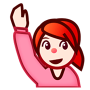 🙋🏻 Emoji Persona Con La Mano Levantada: Tono De Piel Claro en emojidex 1.0.14.