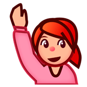 🙋🏼 Emoji Pessoa Levantando A Mão: Pele Morena Clara na emojidex 1.0.14.