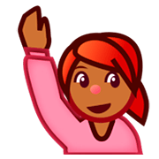 🙋🏾 Emoji Persona Con La Mano Levantada: Tono De Piel Oscuro Medio en emojidex 1.0.14.
