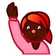 🙋🏿 Emoji Persona Con La Mano Levantada: Tono De Piel Oscuro en emojidex 1.0.14.