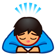 🙇🏽 Emoji sich verbeugende Person: mittlere Hautfarbe emojidex 1.0.14.