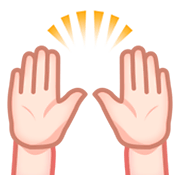 🙌🏻 Emoji zwei erhobene Handflächen: helle Hautfarbe emojidex 1.0.14.