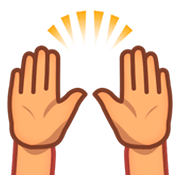 🙌🏽 Emoji zwei erhobene Handflächen: mittlere Hautfarbe emojidex 1.0.14.