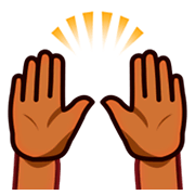 🙌🏾 Emoji Mãos Para Cima: Pele Morena Escura na emojidex 1.0.14.