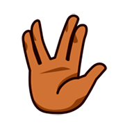 🖖🏾 Emoji vulkanischer Gruß: mitteldunkle Hautfarbe emojidex 1.0.14.