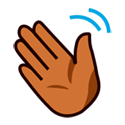👋🏾 Emoji Mano Saludando: Tono De Piel Oscuro Medio en emojidex 1.0.14.