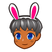 👯🏾‍♂️ Emoji Männer mit Hasenohren, mitteldunkle Hautfarbe emojidex 1.0.24.