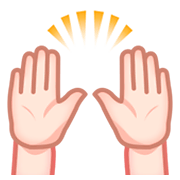 🙌🏻 Emoji zwei erhobene Handflächen: helle Hautfarbe emojidex 1.0.24.