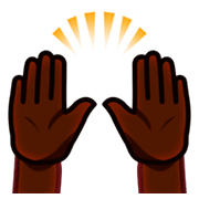 Emoji 🙌🏿 Mani Alzate: Carnagione Scura su emojidex 1.0.24.