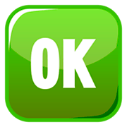 🆗 Emoji Großbuchstaben OK in blauem Quadrat emojidex 1.0.24.