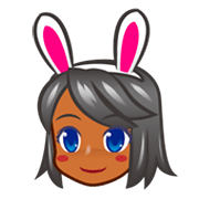 👯🏾 Emoji Personas Con Orejas De Conejo: Tono De Piel Oscuro Medio en emojidex 1.0.24.
