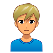 Émoji 👱🏽‍♂️ Homme Blond : Peau Légèrement Mate sur emojidex 1.0.34.