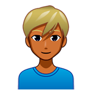 👱🏾‍♂️ Emoji Mann: mitteldunkle Hautfarbe, blond emojidex 1.0.34.