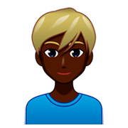 Émoji 👱🏿‍♂️ Homme Blond : Peau Foncée sur emojidex 1.0.34.