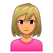 Emoji 👱🏽‍♀️ Donna Bionda: Carnagione Olivastra su emojidex 1.0.34.