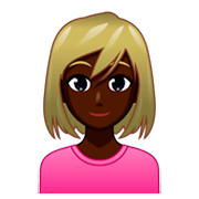 👱🏿‍♀️ Emoji Mulher: Pele Escura E Cabelo Loiro na emojidex 1.0.34.