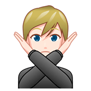 🙅🏻 Emoji Persona Haciendo El Gesto De «no»: Tono De Piel Claro en emojidex 1.0.34.