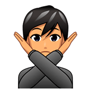 Emoji 🙅🏽 Persona Che Fa Segno Di No: Carnagione Olivastra su emojidex 1.0.34.