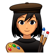 Emoji 👩🏽‍🎨 Artista Donna: Carnagione Olivastra su emojidex 1.0.34.