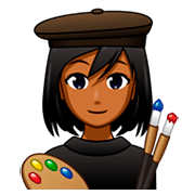 Émoji 👩🏾‍🎨 Artiste Femme : Peau Mate sur emojidex 1.0.34.