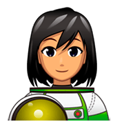 👩🏽‍🚀 Emoji Astronautin: mittlere Hautfarbe emojidex 1.0.34.
