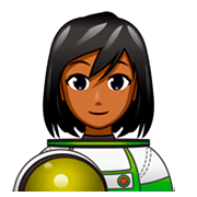 👩🏾‍🚀 Emoji Astronauta Mulher: Pele Morena Escura na emojidex 1.0.34.