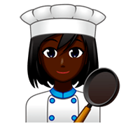 👩🏿‍🍳 Emoji Cozinheira: Pele Escura na emojidex 1.0.34.