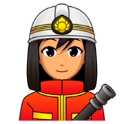 Emoji 👩🏽‍🚒 Pompiere Donna: Carnagione Olivastra su emojidex 1.0.34.