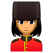 Emoji 💂🏽‍♀️ Guardia Donna: Carnagione Olivastra su emojidex 1.0.34.