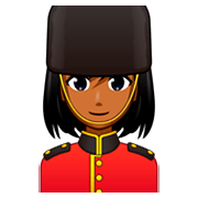 Émoji 💂🏾‍♀️ Garde Femme : Peau Mate sur emojidex 1.0.34.
