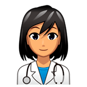 Emoji 👩🏽‍⚕️ Operatrice Sanitaria: Carnagione Olivastra su emojidex 1.0.34.