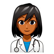 👩🏾‍⚕️ Emoji Mulher Profissional Da Saúde: Pele Morena Escura na emojidex 1.0.34.