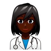 👩🏿‍⚕️ Emoji Mulher Profissional Da Saúde: Pele Escura na emojidex 1.0.34.