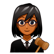 👩🏾‍⚖️ Emoji Juíza: Pele Morena Escura na emojidex 1.0.34.