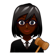 Émoji 👩🏿‍⚖️ Juge Femme : Peau Foncée sur emojidex 1.0.34.