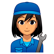 Emoji 👩🏽‍🔧 Meccanico Donna: Carnagione Olivastra su emojidex 1.0.34.
