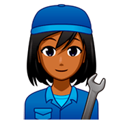 👩🏾‍🔧 Emoji Mecânica: Pele Morena Escura na emojidex 1.0.34.