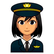 Émoji 👩🏽‍✈️ Pilote Femme : Peau Légèrement Mate sur emojidex 1.0.34.